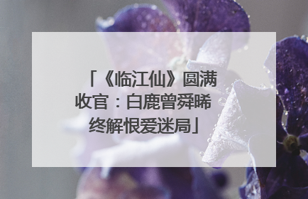 《临江仙》圆满收官：白鹿曾舜晞终解恨爱迷局