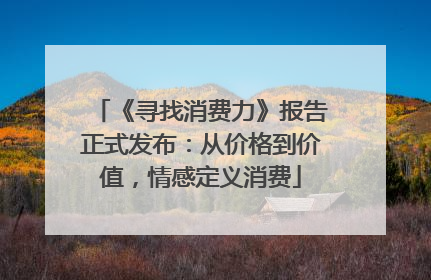 《寻找消费力》报告正式发布：从价格到价值，情感定义消费