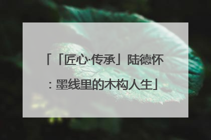 「匠心·传承」陆德怀：墨线里的木构人生