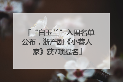 “白玉兰”入围名单公布，浙产剧《小巷人家》获7项提名