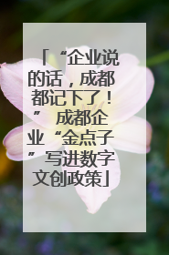 “企业说的话，成都都记下了！” 成都企业“金点子”写进数字文创政策