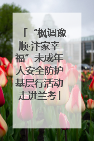 “枫调豫顺·汴家幸福”未成年人安全防护基层行活动走进兰考