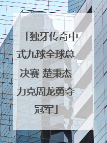 独牙传奇中式九球全球总决赛 楚秉杰力克周龙勇夺冠军