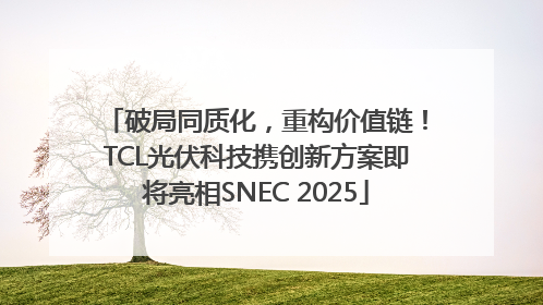 破局同质化，重构价值链！TCL光伏科技携创新方案即将亮相SNEC 2025