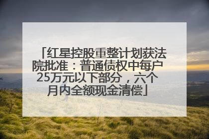 红星控股重整计划获法院批准：普通债权中每户25万元以下部分，六个月内全额现金清偿