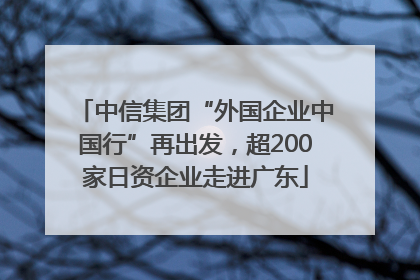 中信集团“外国企业中国行”再出发，超200家日资企业走进广东