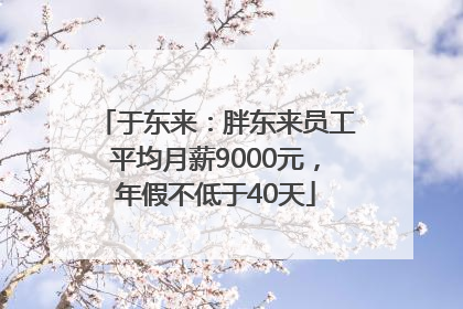 于东来：胖东来员工平均月薪9000元，年假不低于40天