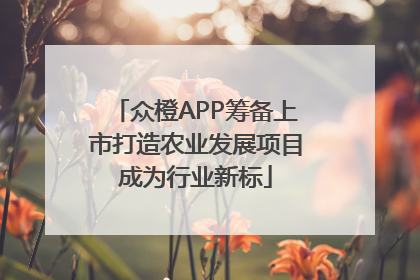 众橙APP筹备上市打造农业发展项目成为行业新标