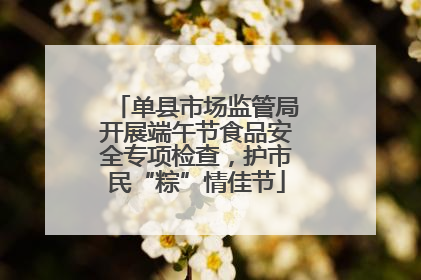 单县市场监管局开展端午节食品安全专项检查，护市民“粽”情佳节