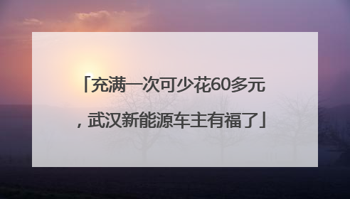 充满一次可少花60多元，武汉新能源车主有福了