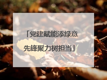 党建赋能添绿意 先锋聚力树担当