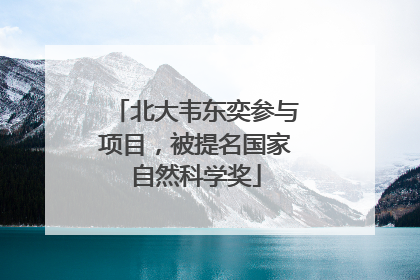北大韦东奕参与项目，被提名国家自然科学奖