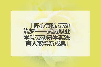 匠心领航 劳动筑梦——武威职业学院劳动研学实践育人取得新成果