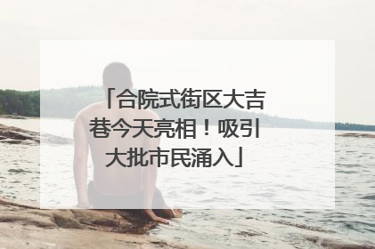 合院式街区大吉巷今天亮相！吸引大批市民涌入