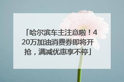 哈尔滨车主注意啦！420万加油消费券即将开抢，满减优惠享不停