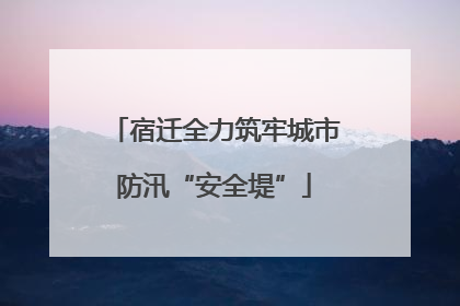 宿迁全力筑牢城市防汛“安全堤”