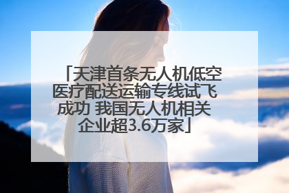 天津首条无人机低空医疗配送运输专线试飞成功 我国无人机相关企业超3.6万家
