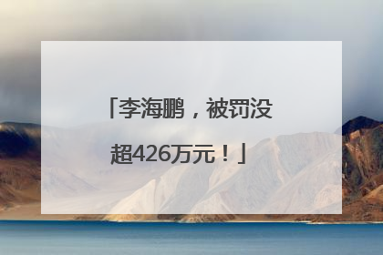 李海鹏，被罚没超426万元！