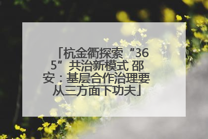 杭金衢探索“365”共治新模式 邵安：基层合作治理要从三方面下功夫