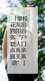 攀枝花发出四川首张“户籍人口直系亲属关系谱”