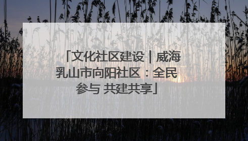 文化社区建设｜威海乳山市向阳社区：全民参与 共建共享