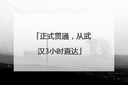 正式贯通，从武汉3小时直达