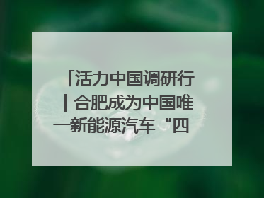 活力中国调研行｜合肥成为中国唯一新能源汽车“四试点”城市