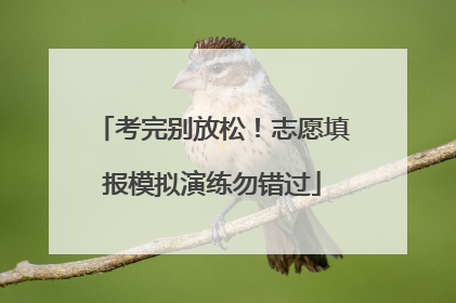 考完别放松！志愿填报模拟演练勿错过