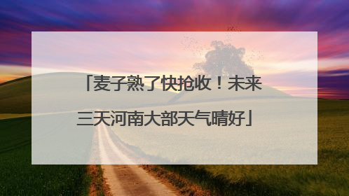 麦子熟了快抢收！未来三天河南大部天气晴好