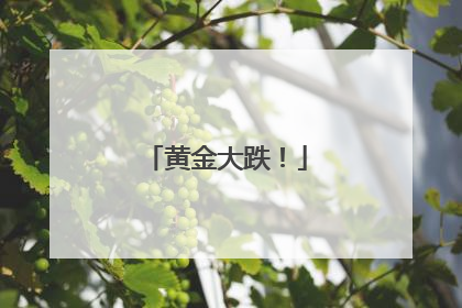 黄金大跌！