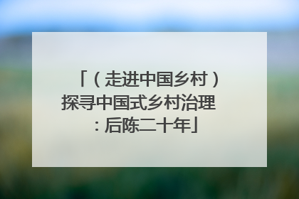 （走进中国乡村）探寻中国式乡村治理：后陈二十年