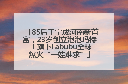 85后王宁成河南新首富，23岁创立泡泡玛特！旗下Labubu全球爆火“一娃难求”