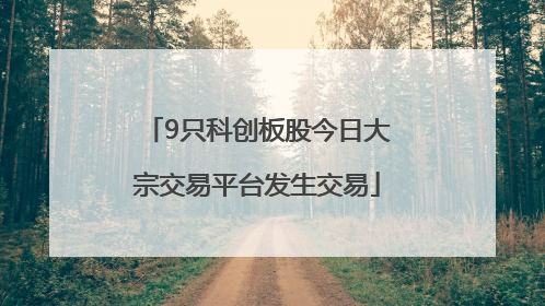 9只科创板股今日大宗交易平台发生交易